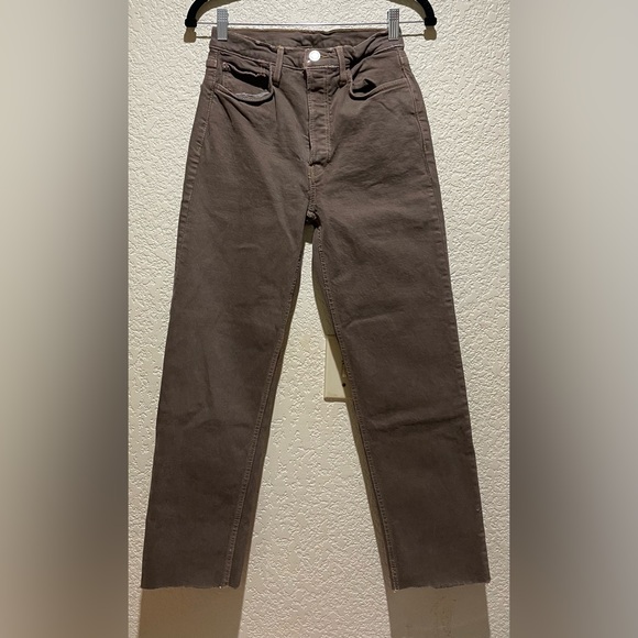 NWT RE/DONE 90s High Rise Loose Brown Jeans Distressed,Raw Hem Size 26 - Picture 4 of 8